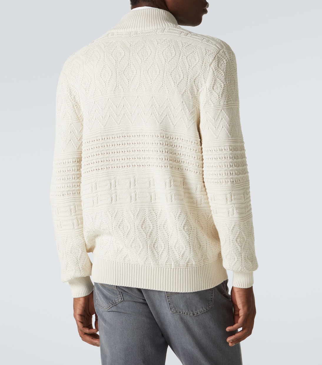 Cardigan in cotone con zip | Brunello Cucinelli