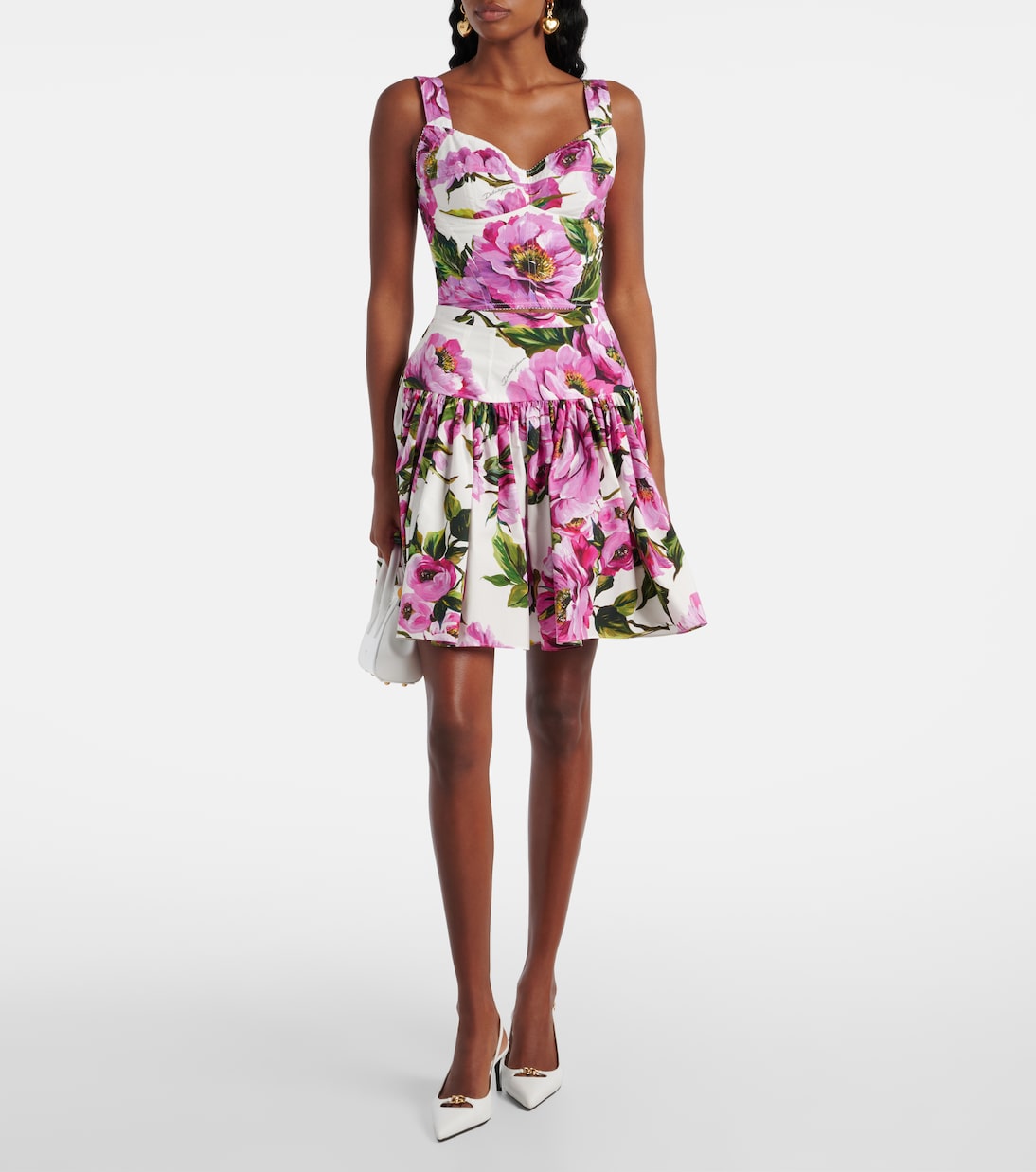 Mini-jupe en coton à fleurs | Dolce&Gabbana