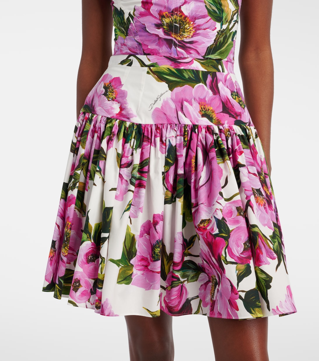Mini-jupe en coton à fleurs | Dolce&Gabbana