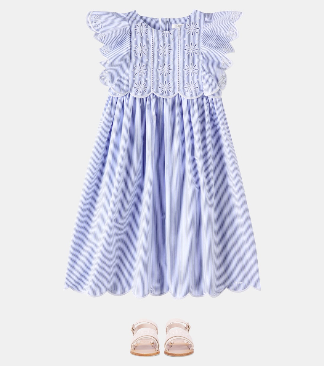 Vestido bordado a rayas | Chloé Kids