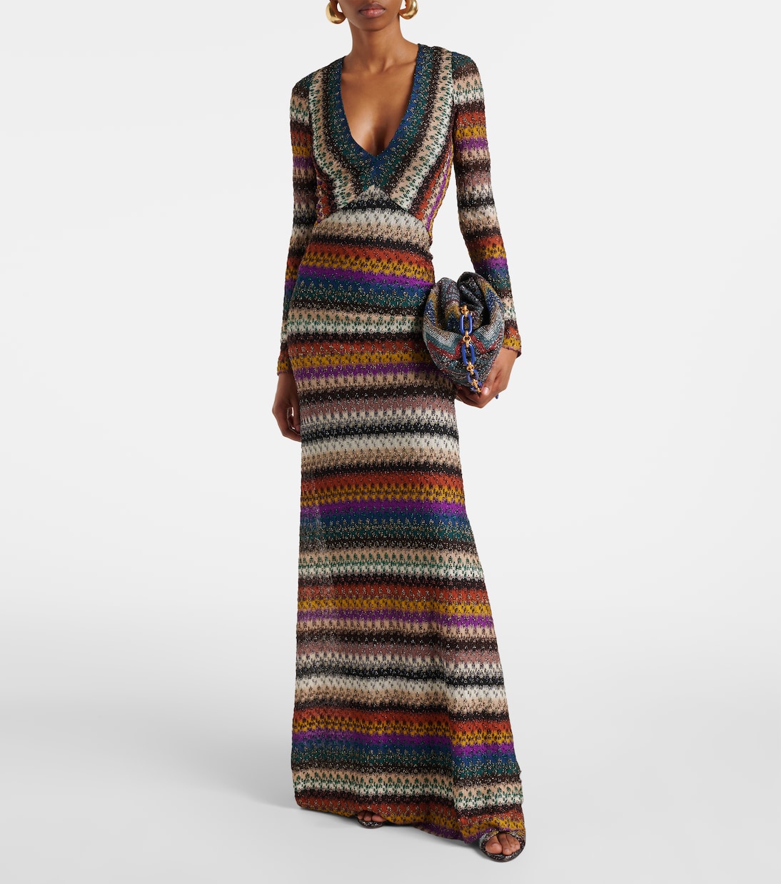 Striped lamé maxi dress | Missoni