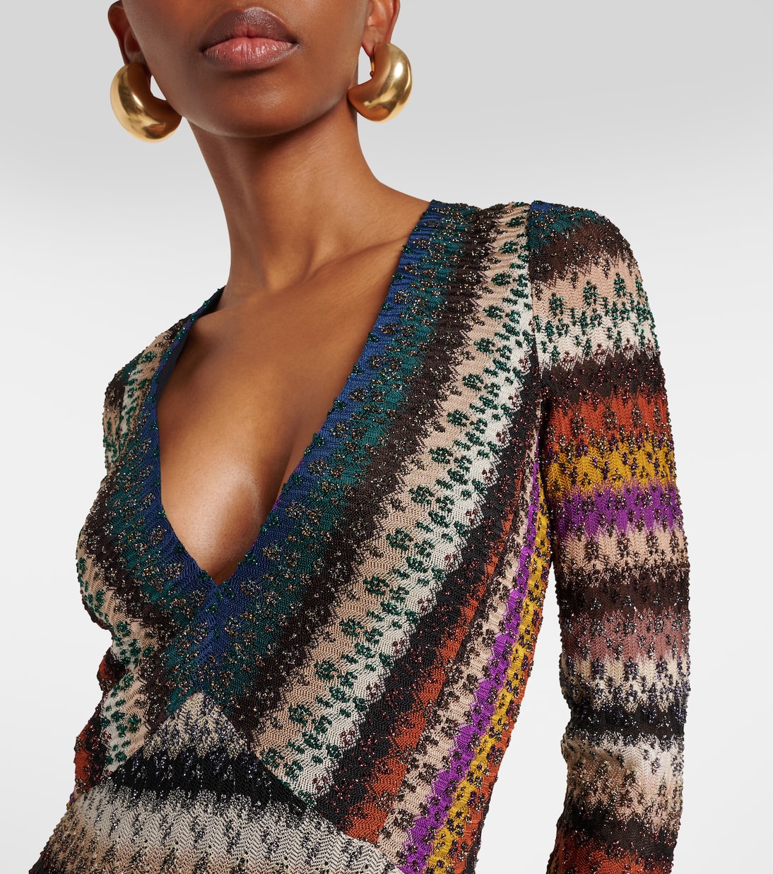 Striped lamé maxi dress | Missoni