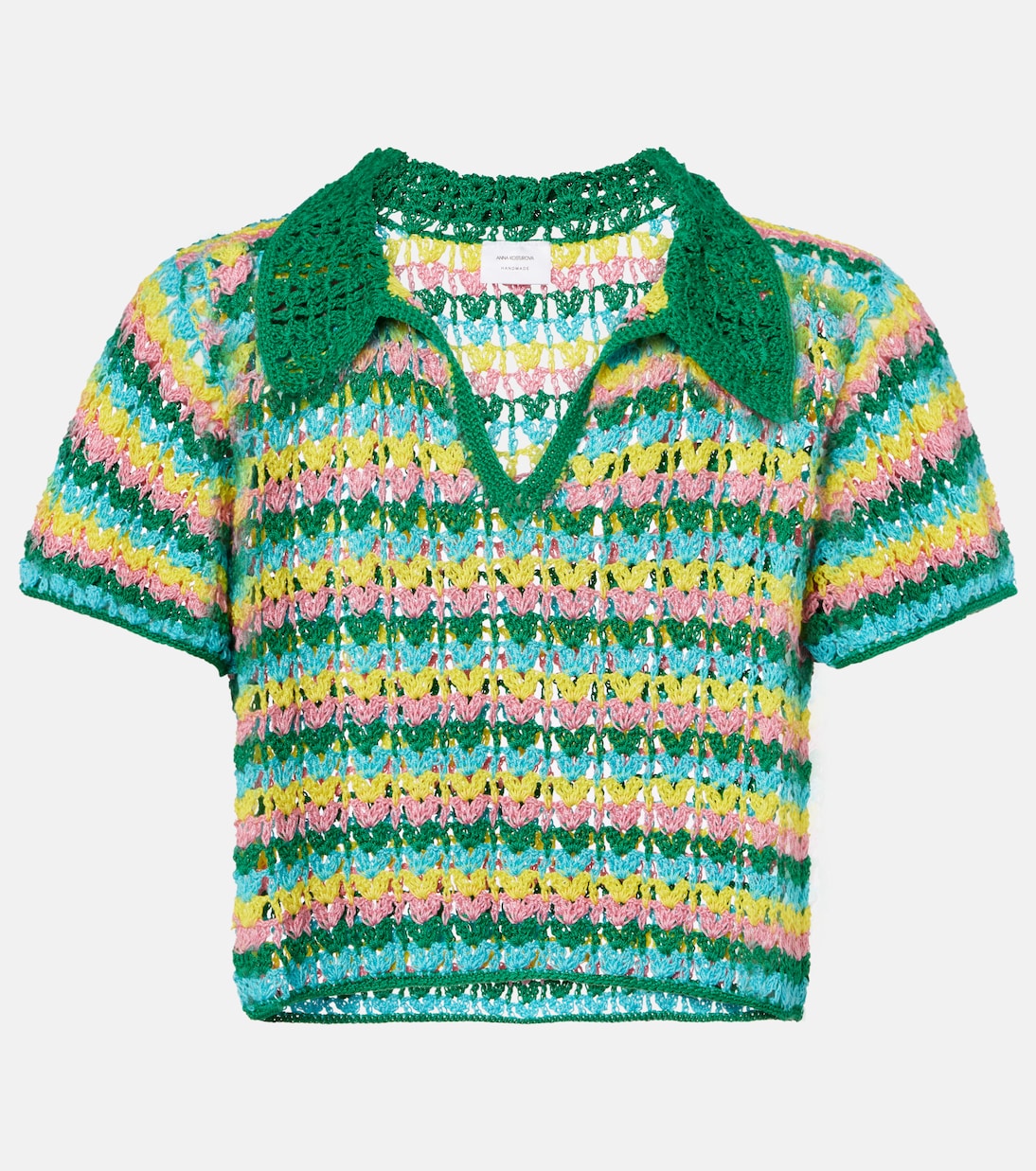 Polo rayé en crochet de coton | Anna Kosturova