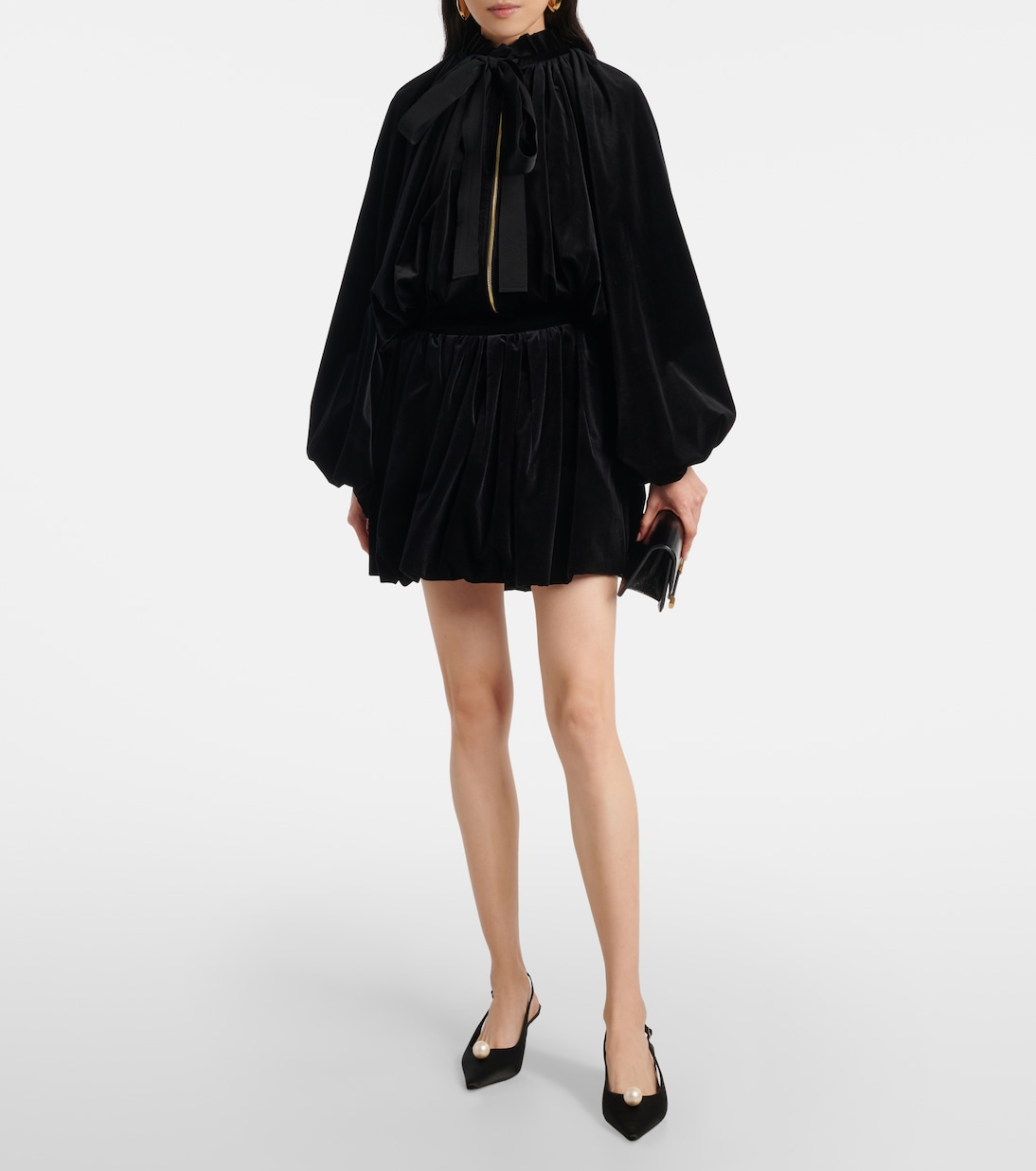 Bow-detail cotton-blend velvet jacket | Patou