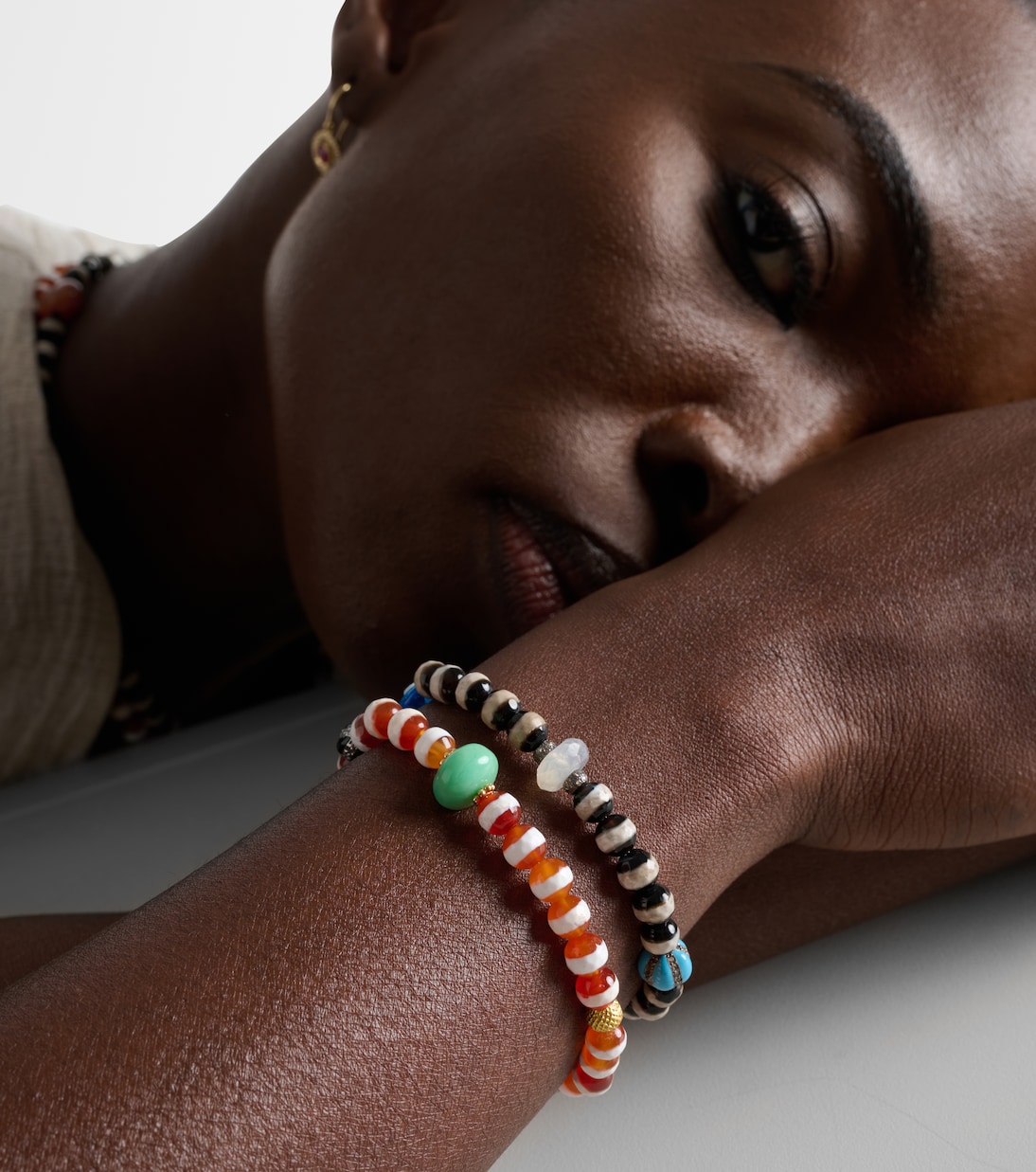 Beaded bracelet with gemstones | Ileana Makri