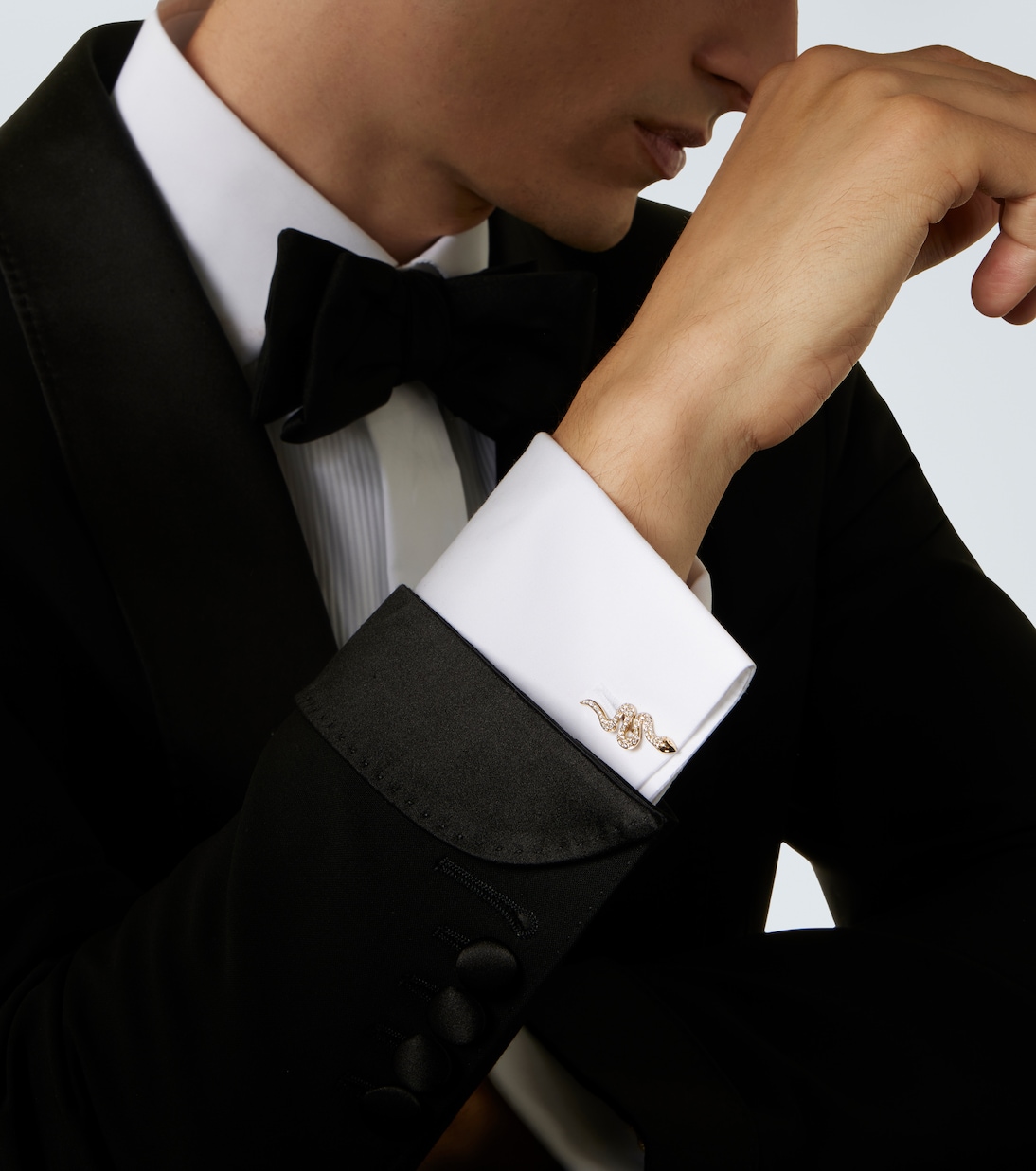 Snake 14kt gold cufflinks with diamonds | Sydney Evan