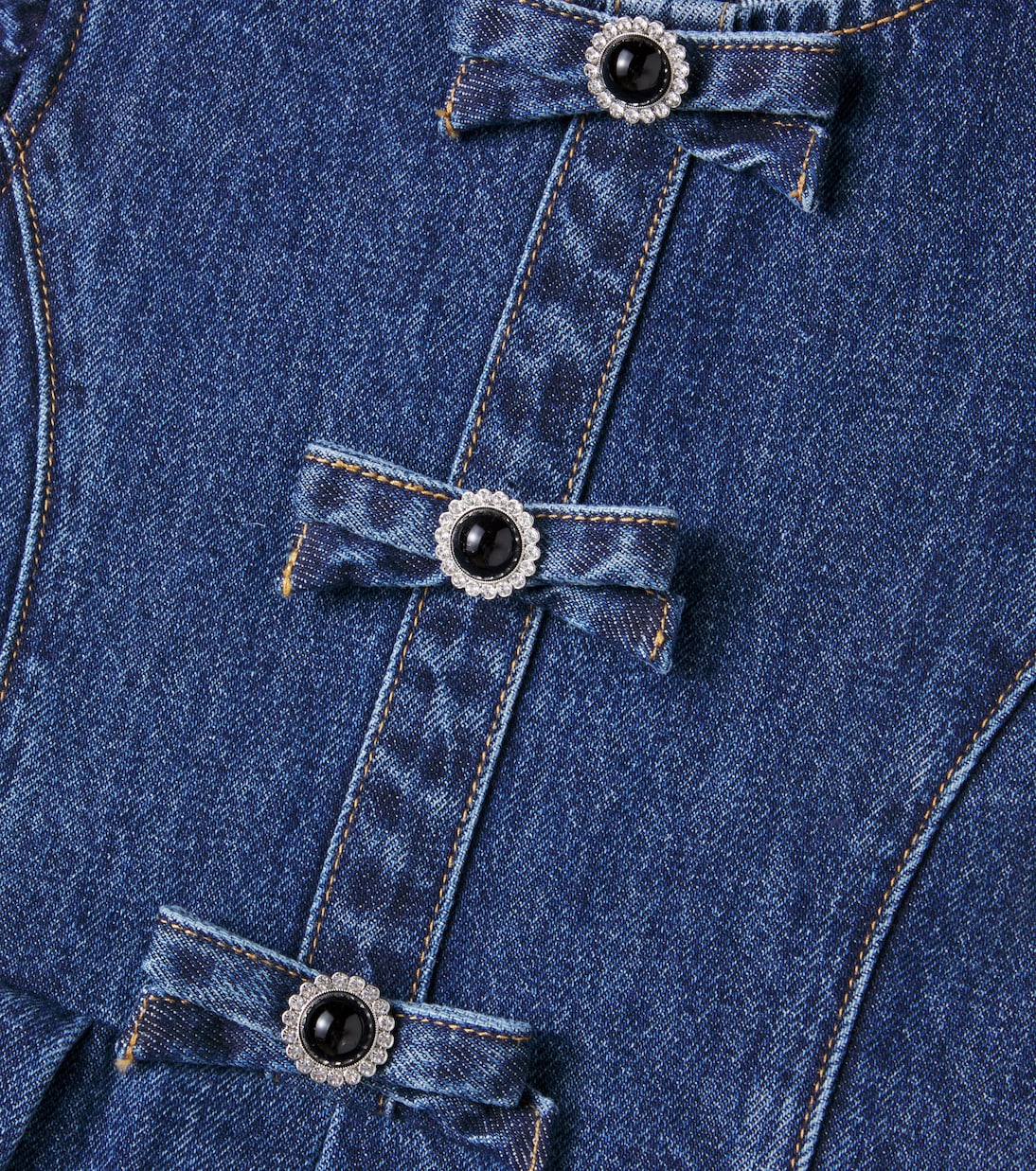 Bow-detail denim dress | Self-Portrait Kids