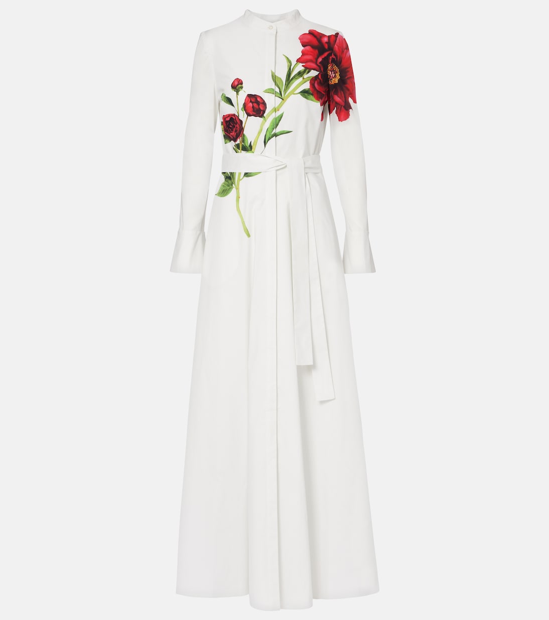 Abito lungo Peony in popeline di misto cotone | Oscar de la Renta