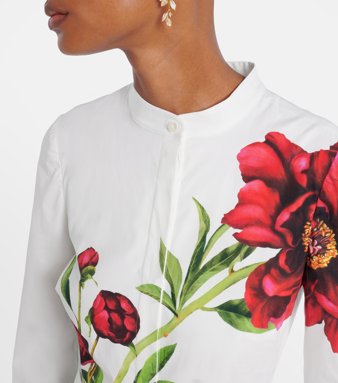 Abito lungo Peony in popeline di misto cotone | Oscar de la Renta