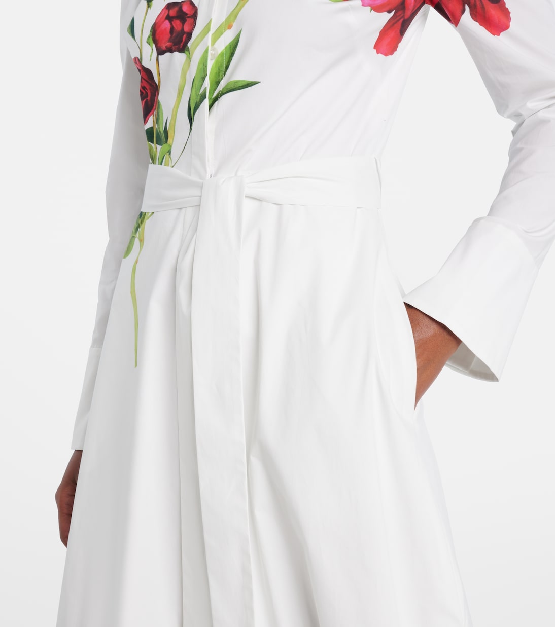 Abito lungo Peony in popeline di misto cotone | Oscar de la Renta