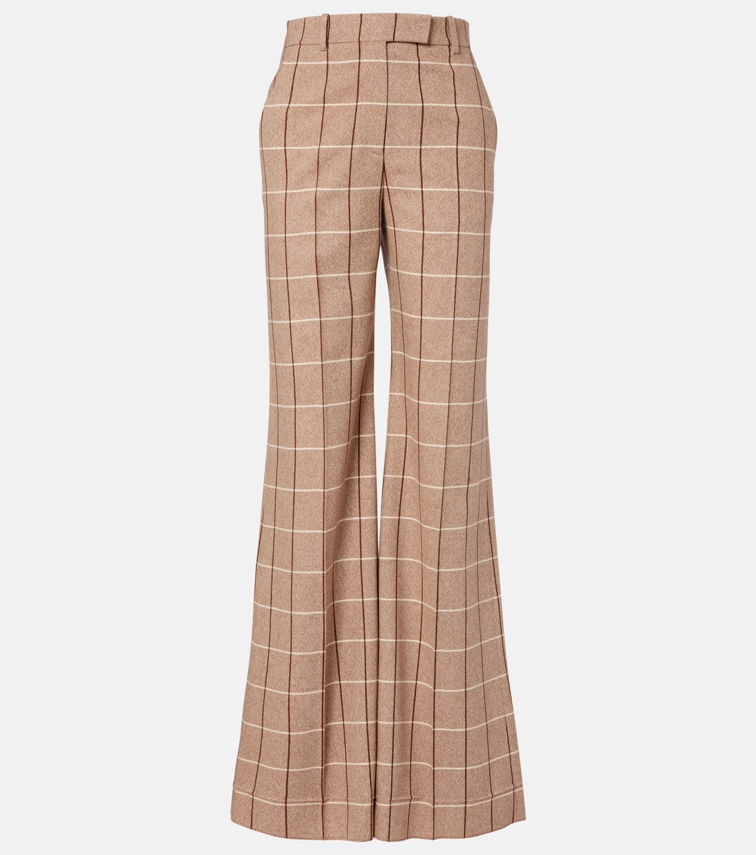 Checked high-rise virgin wool wide-leg pants | Valentino