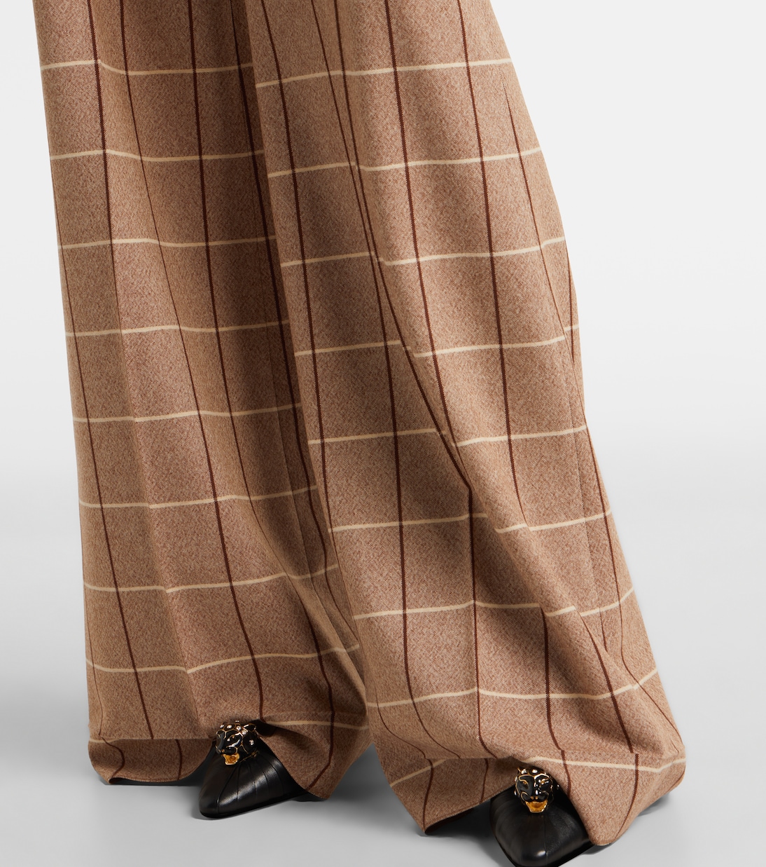 Checked high-rise virgin wool wide-leg pants | Valentino