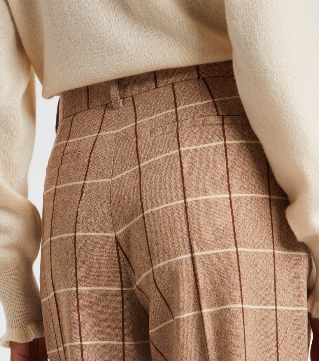 Checked high-rise virgin wool wide-leg pants | Valentino