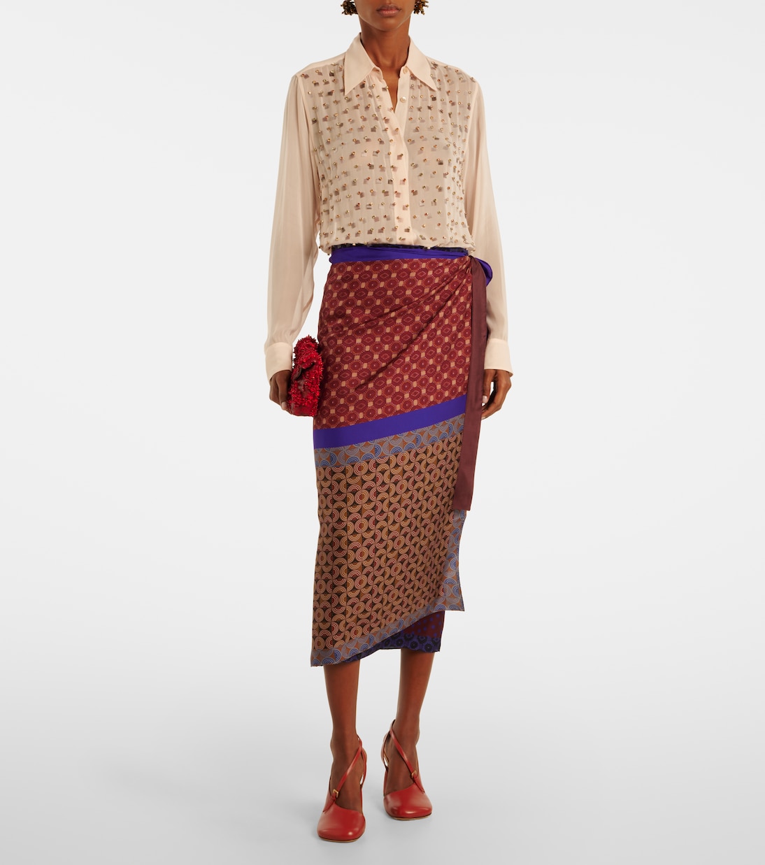 Printed silk wrap skirt | Dries Van Noten