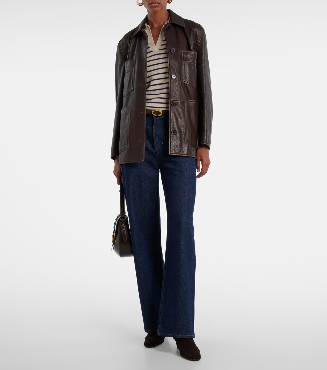 Striped cashmere polo sweater | Velvet