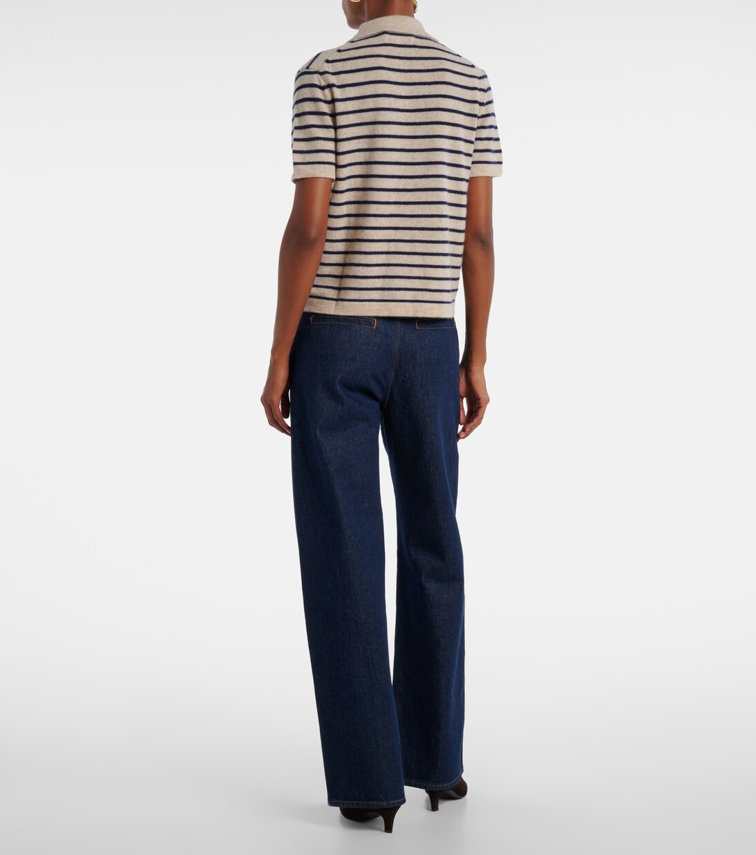 Striped cashmere polo sweater | Velvet