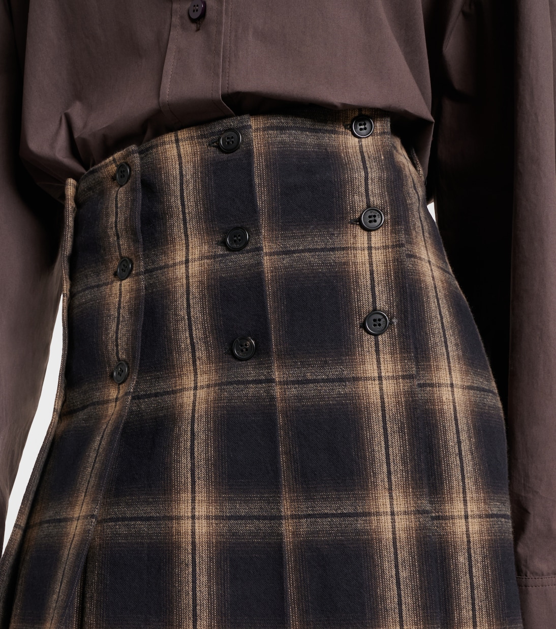 Plaid pleated cotton midi skirt | The Attico