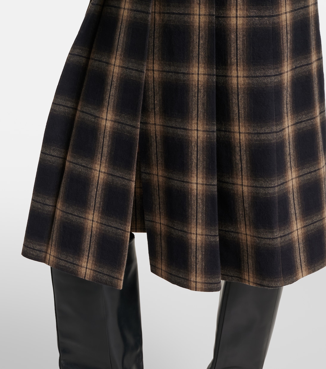 Plaid pleated cotton midi skirt | The Attico