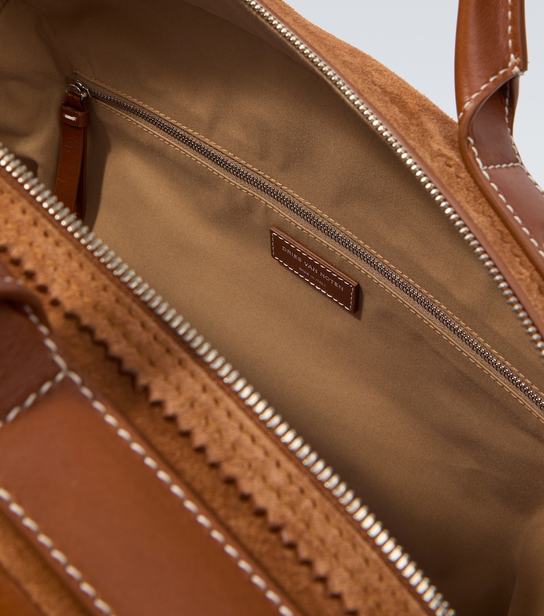 Leather-trimmed suede duffel bag | Dries Van Noten