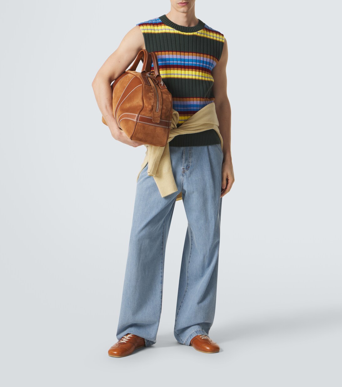 Leather-trimmed suede duffel bag | Dries Van Noten