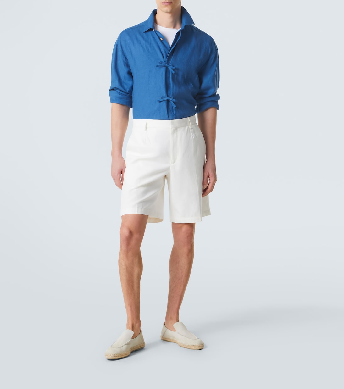 Bow-detail linen shirt | Kiton