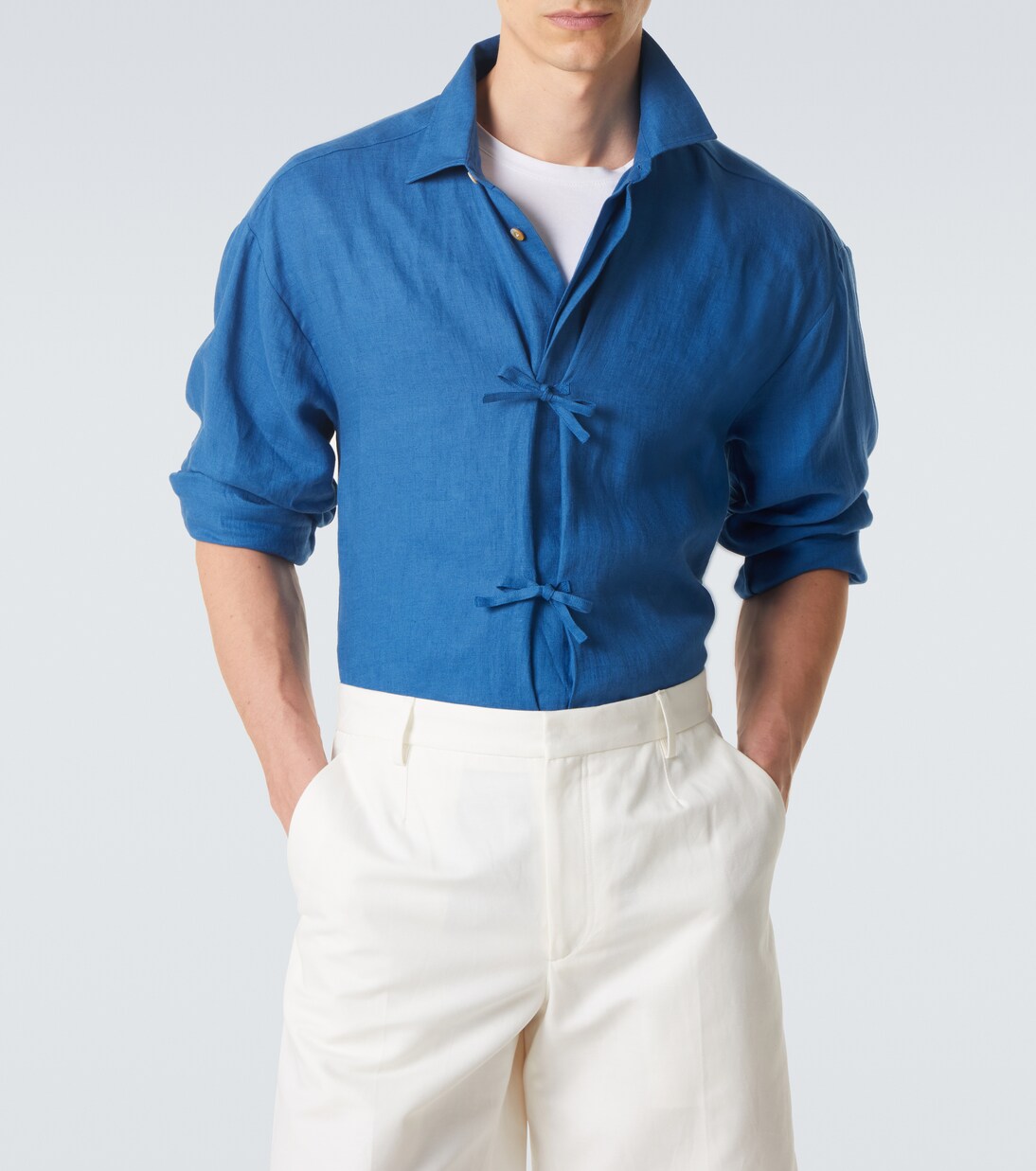 Bow-detail linen shirt | Kiton