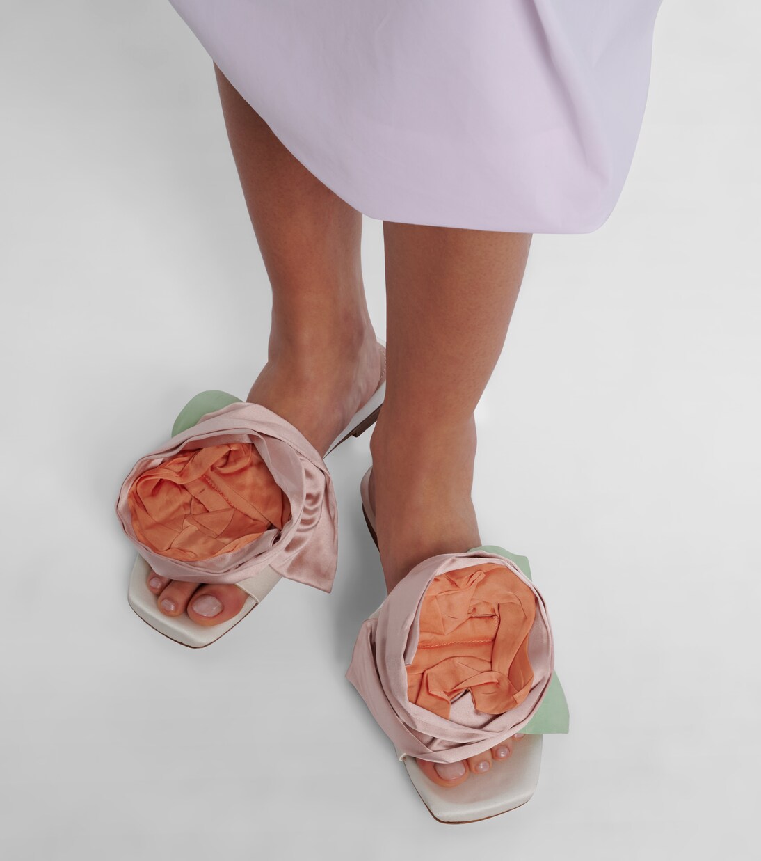 Floral-appliqué satin slides | Simone Rocha