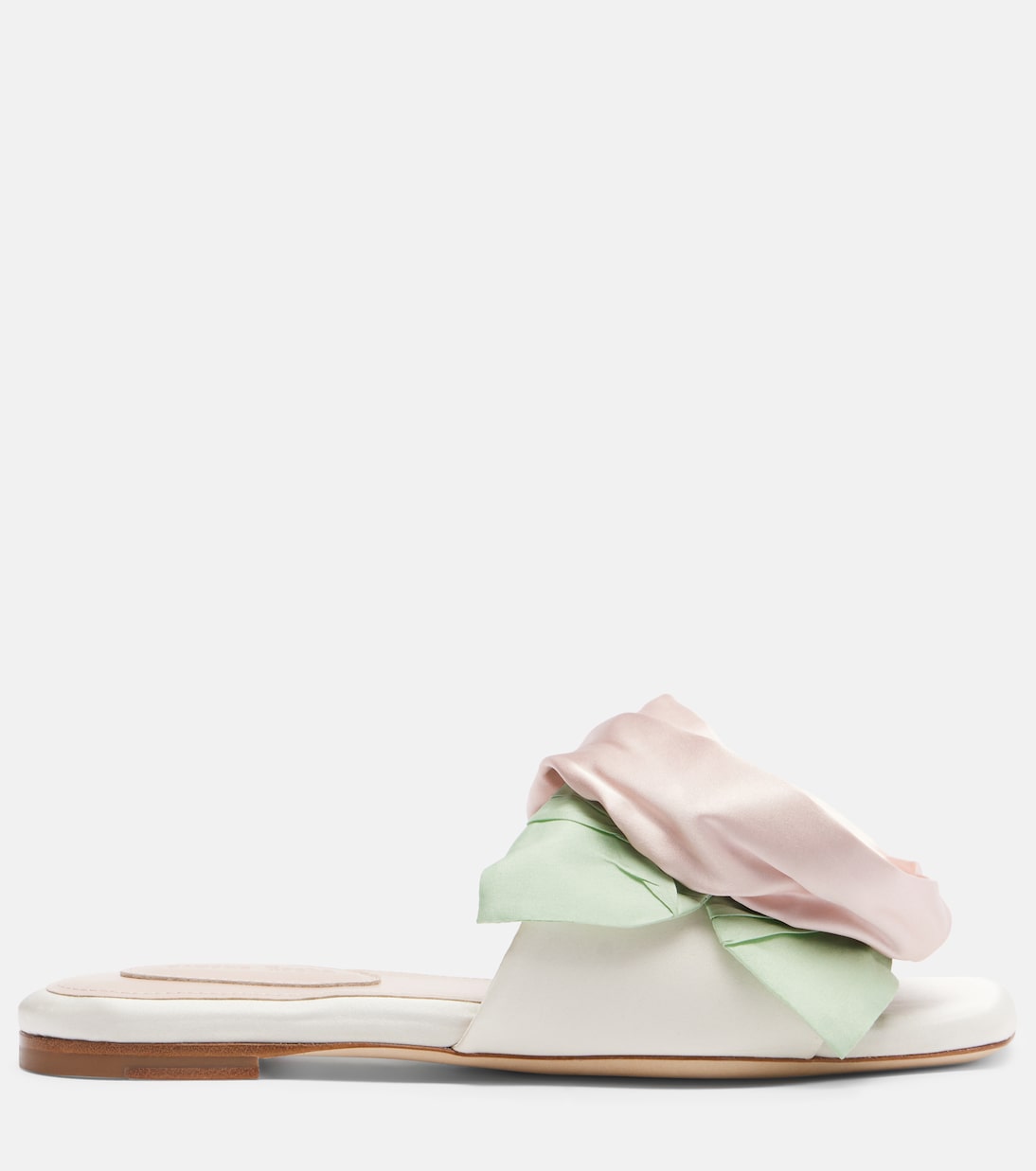 Floral-appliqué satin slides | Simone Rocha
