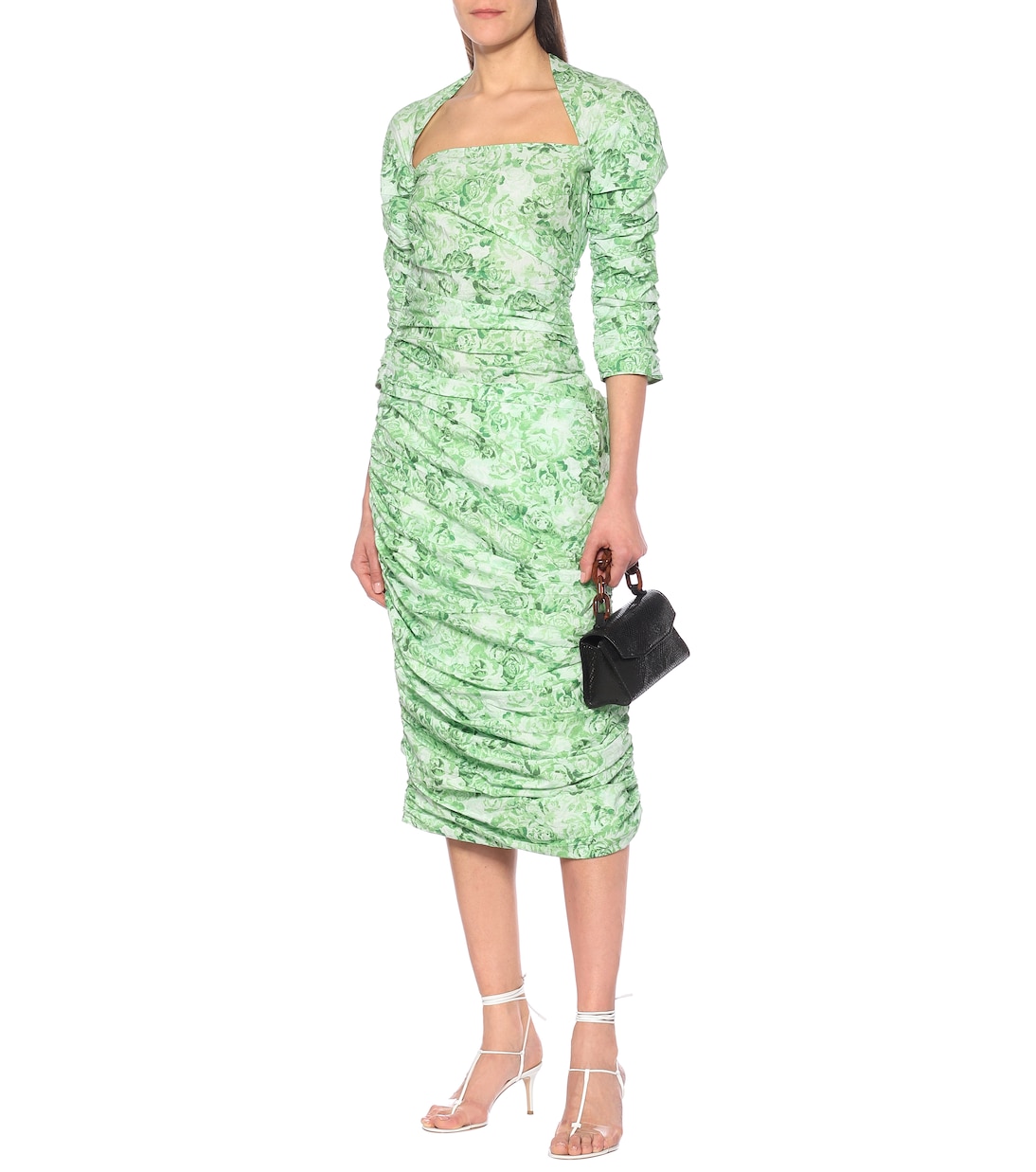 Floral cotton-poplin midi dress | Ganni
