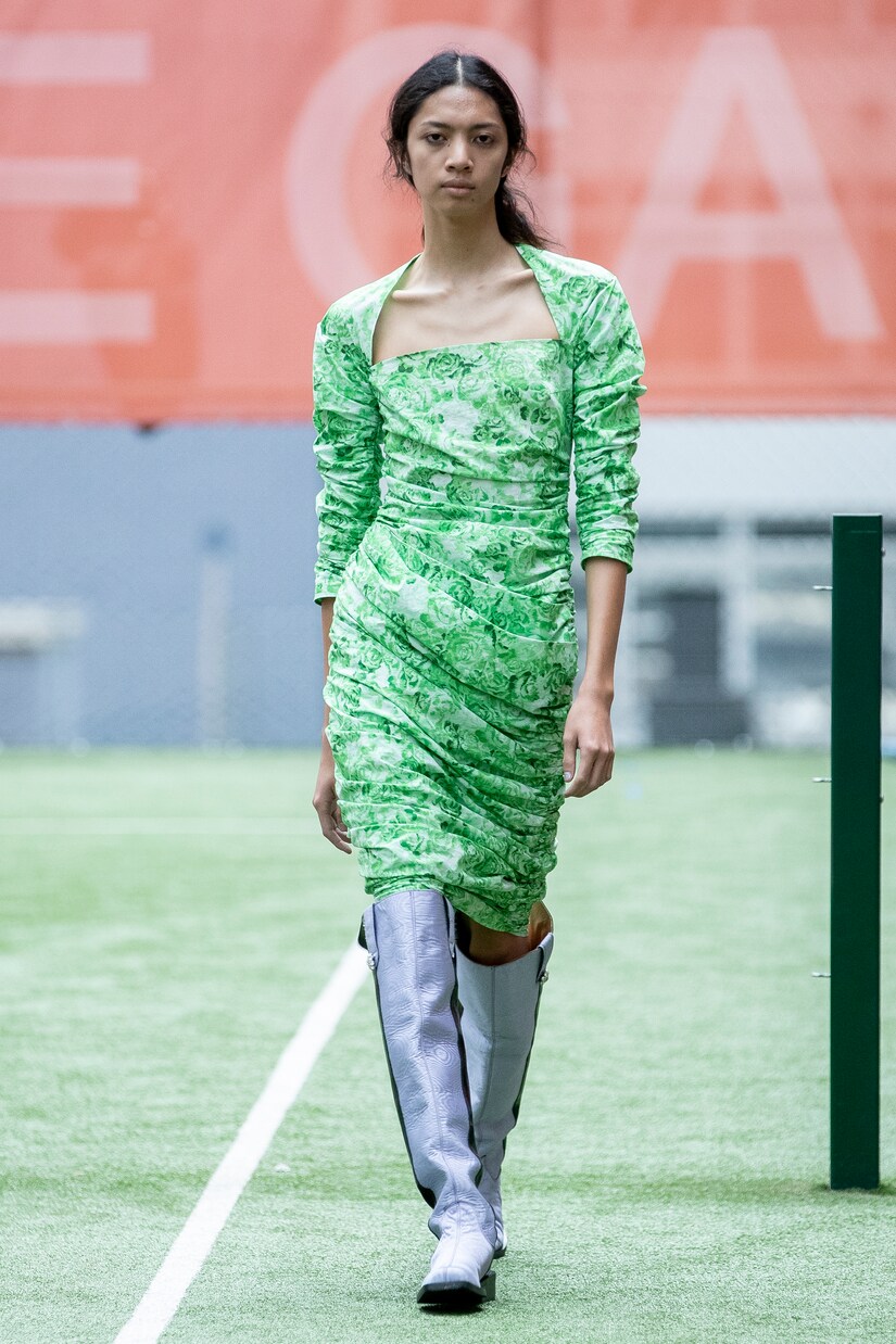 Floral cotton-poplin midi dress | Ganni