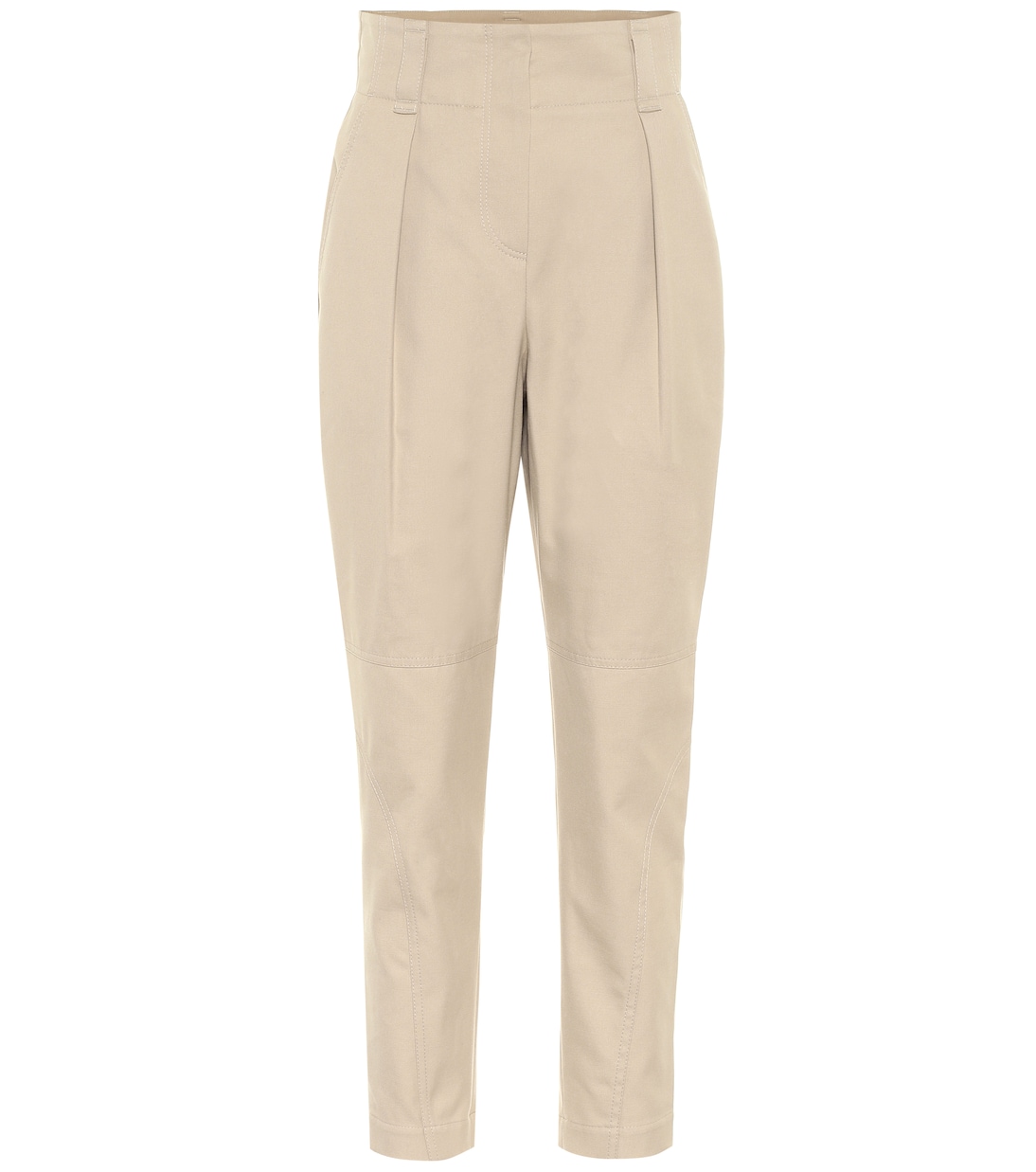 Pantalon carotte en coton et laine à taille haute | Brunello Cucinelli