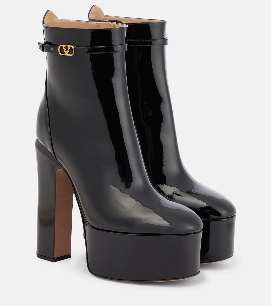Tan-Go patent leather platform ankle boots | Valentino Garavani