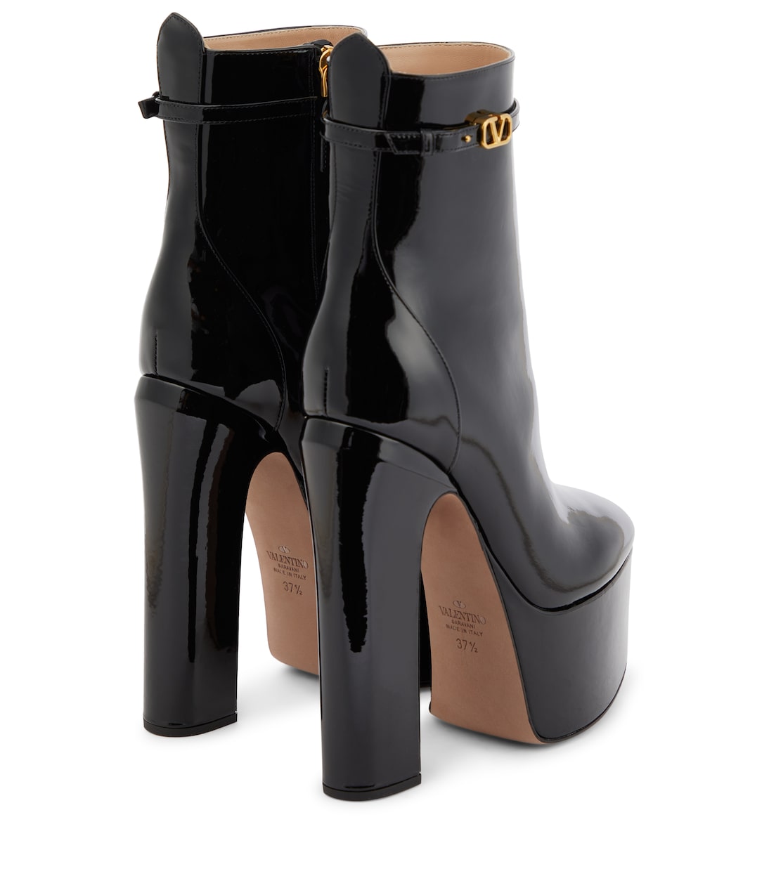 Tan-Go patent leather platform ankle boots | Valentino Garavani