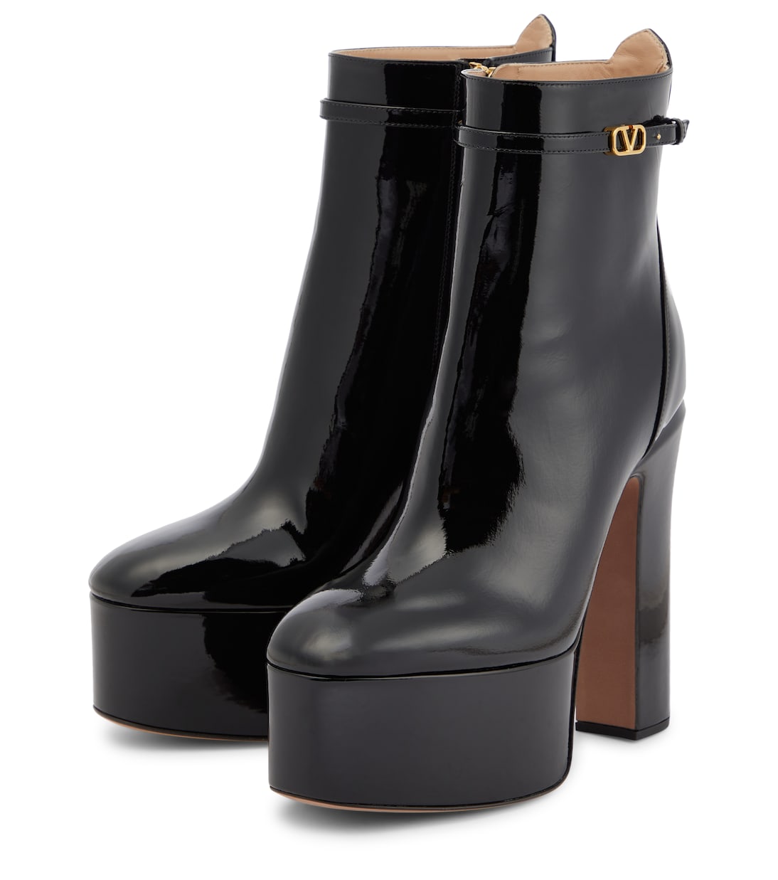 Tan-Go patent leather platform ankle boots | Valentino Garavani