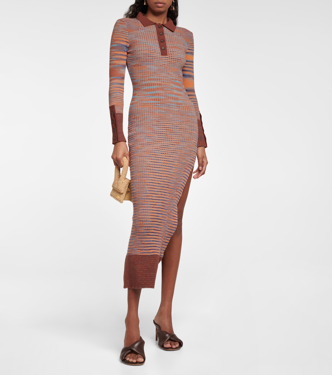 Robe midi Zucca rayée en coton mélangé | Jacquemus