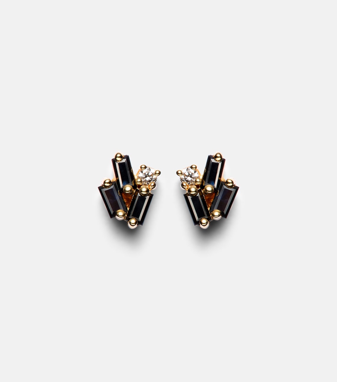 Boucles d’oreilles Fireworks en or 18 cts, saphirs noirs et diamants | Suzanne Kalan