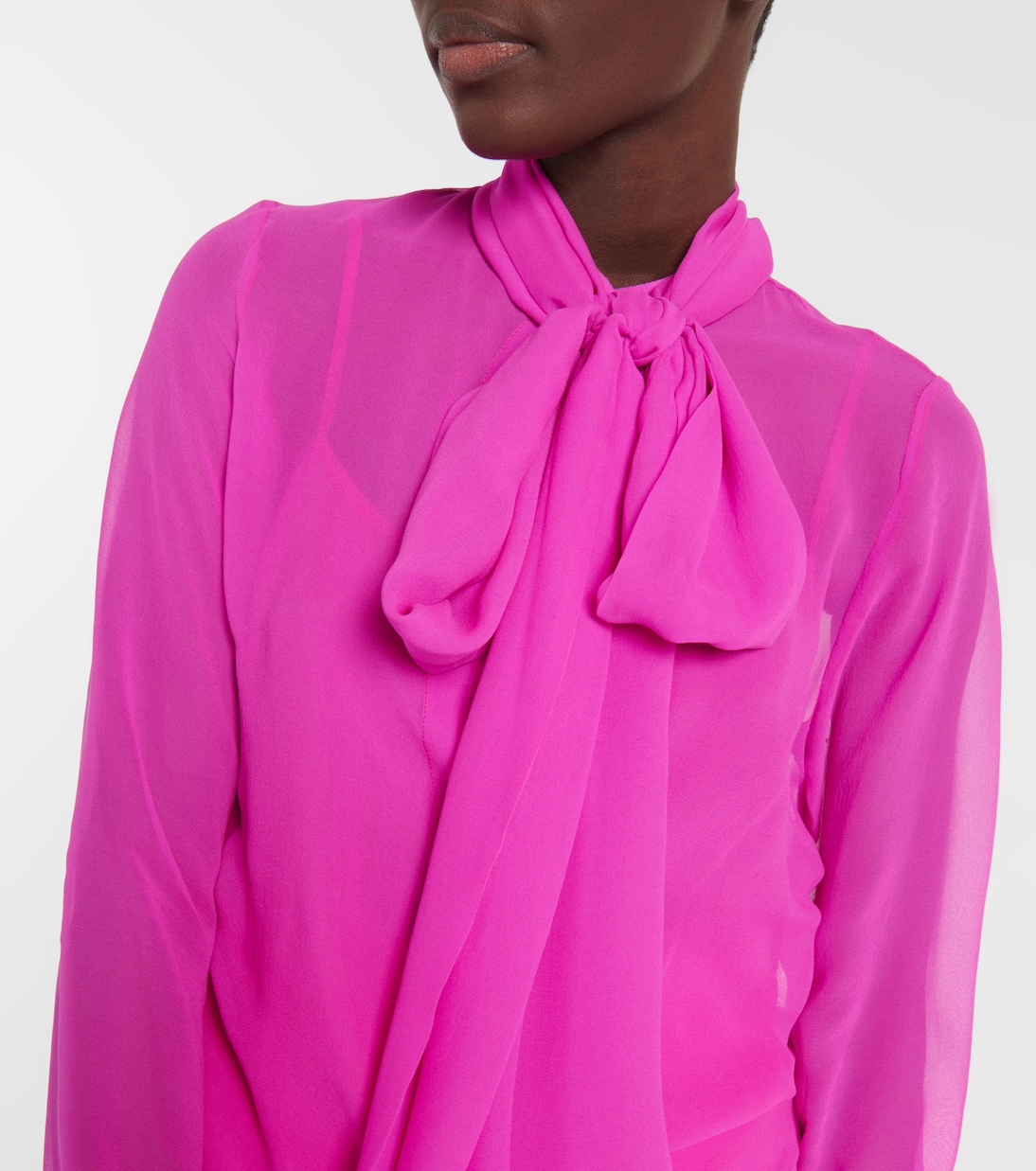 Quinn tie-neck silk chiffon blouse | Costarellos