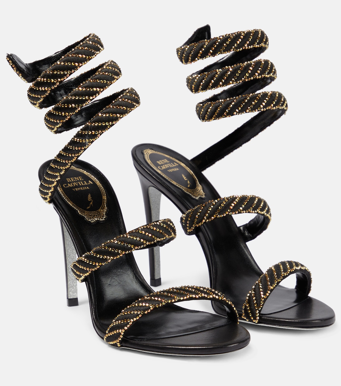 Verzierte Sandalen aus Satin | Rene Caovilla
