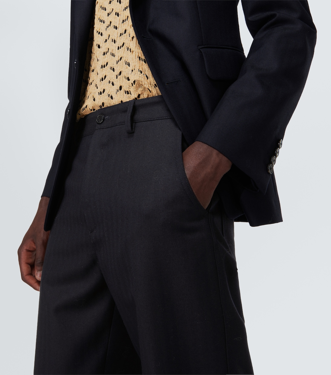 Pantaloni regular in misto lana a righe | Dries Van Noten
