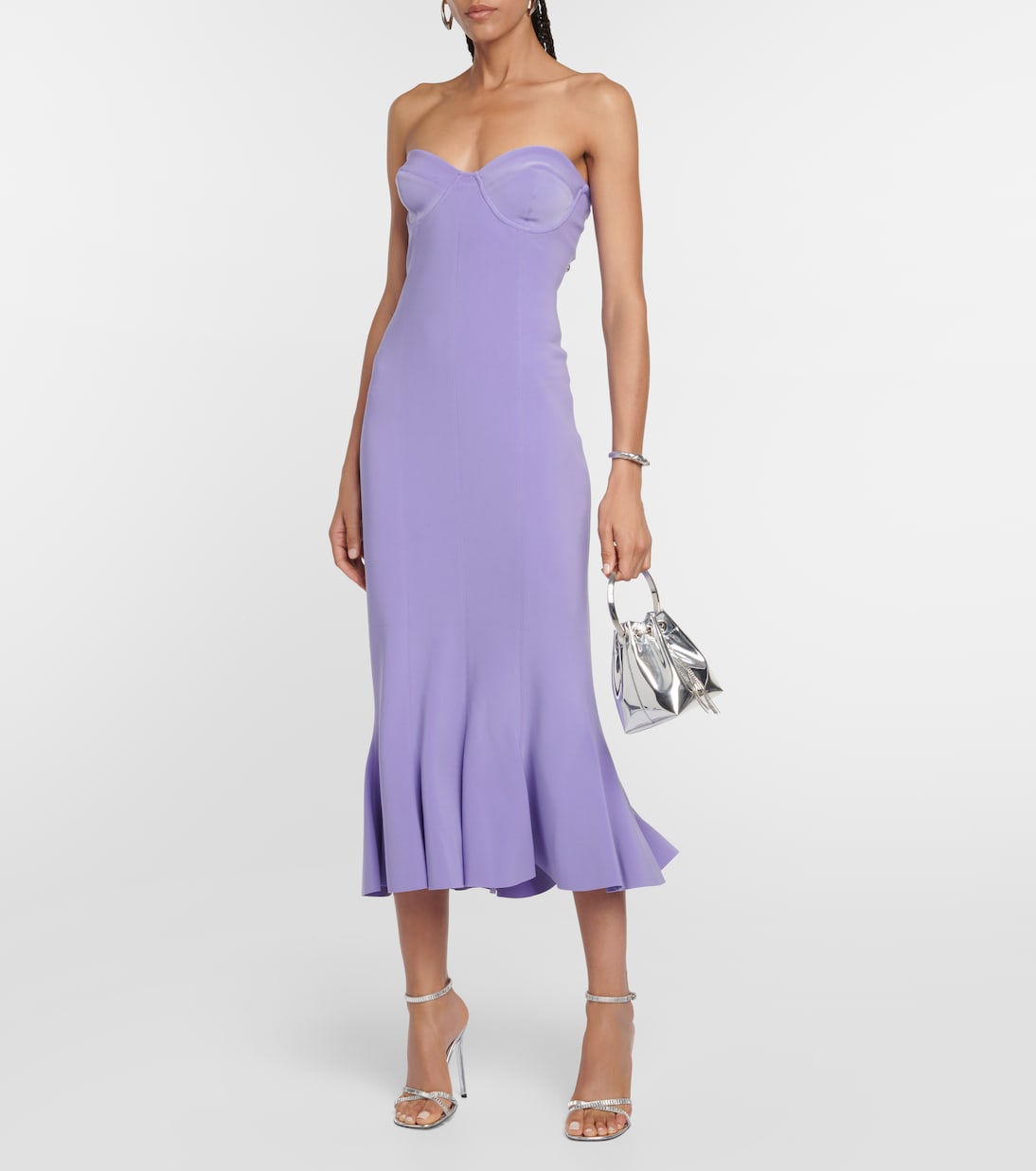 Plum backless fishtail midi dress sales
