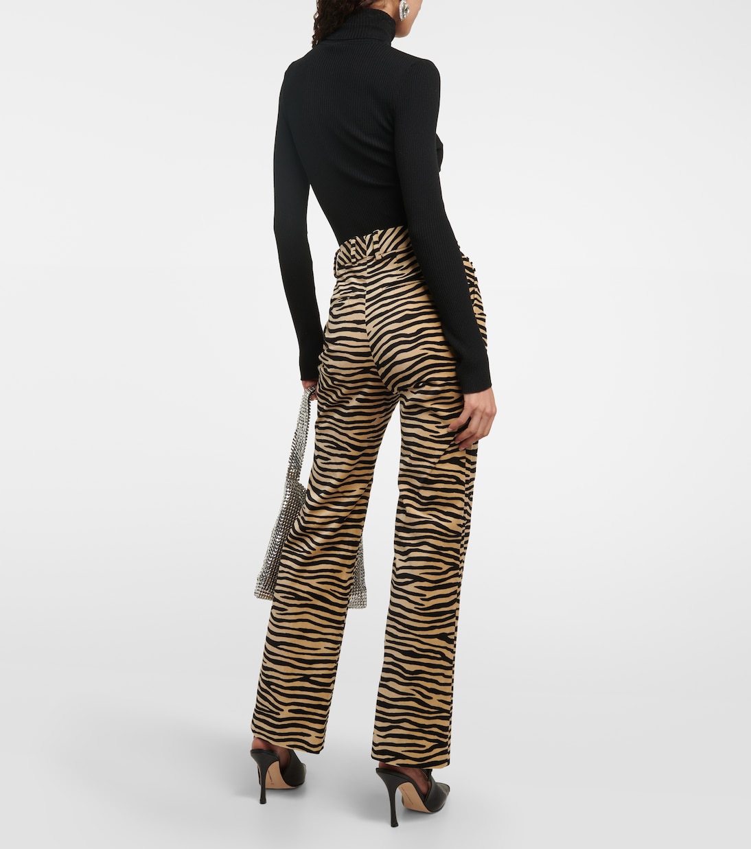 Tiger-print cotton twill flared pants | Rabanne