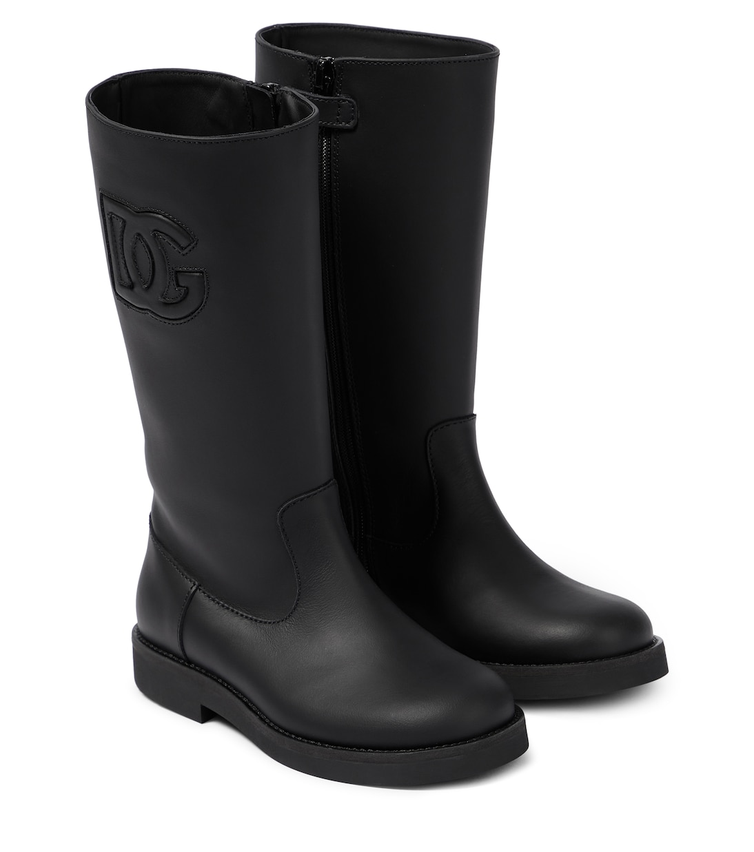 Logo leather knee-high boots | Dolce&Gabbana Kids