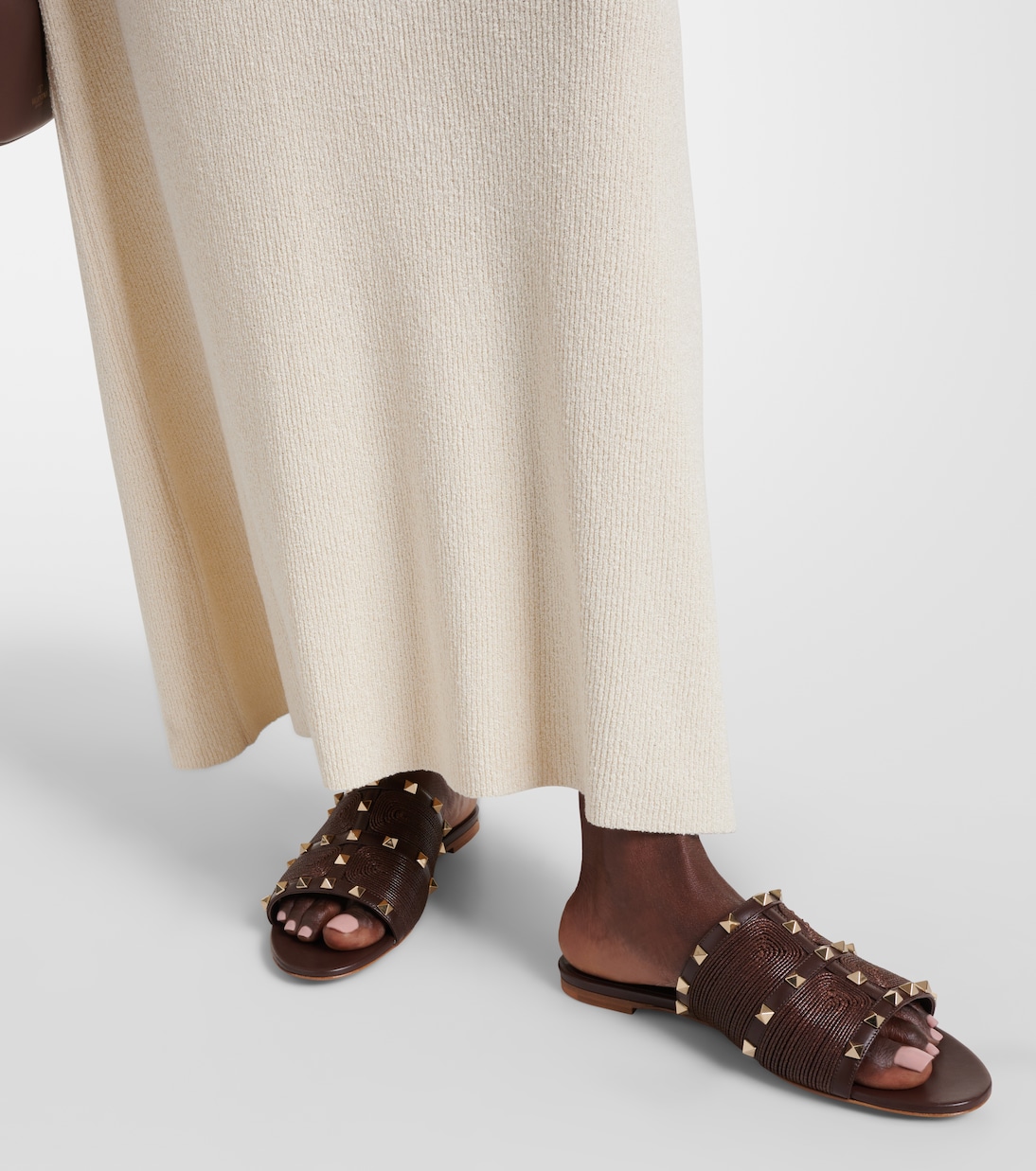 Sandali Rockstud in pelle e rafia | Valentino Garavani