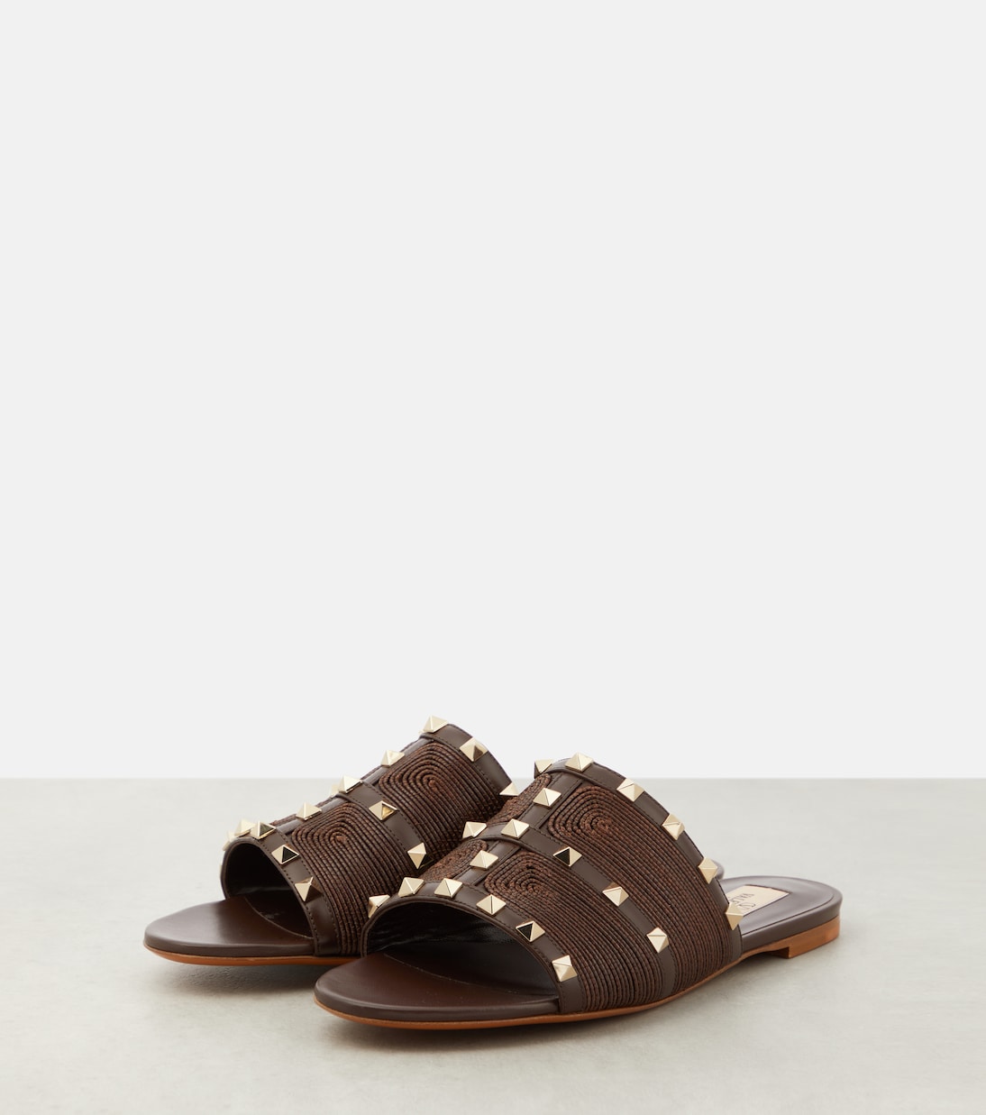 Sandali Rockstud in pelle e rafia | Valentino Garavani