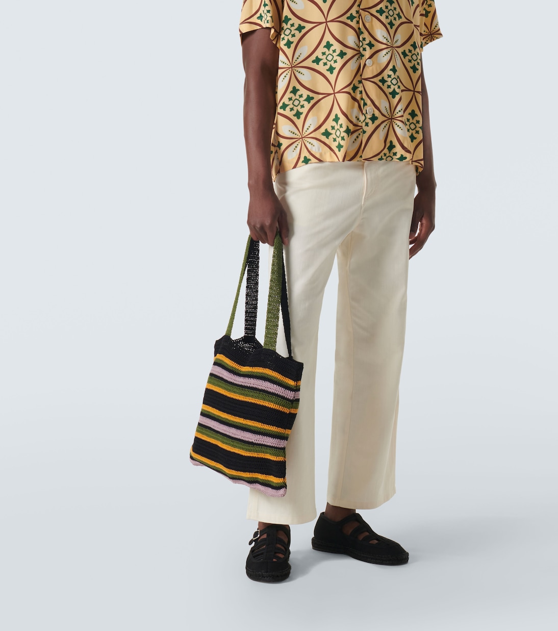 Borsa Harbor Stripe in crochet di cotone  | Bode