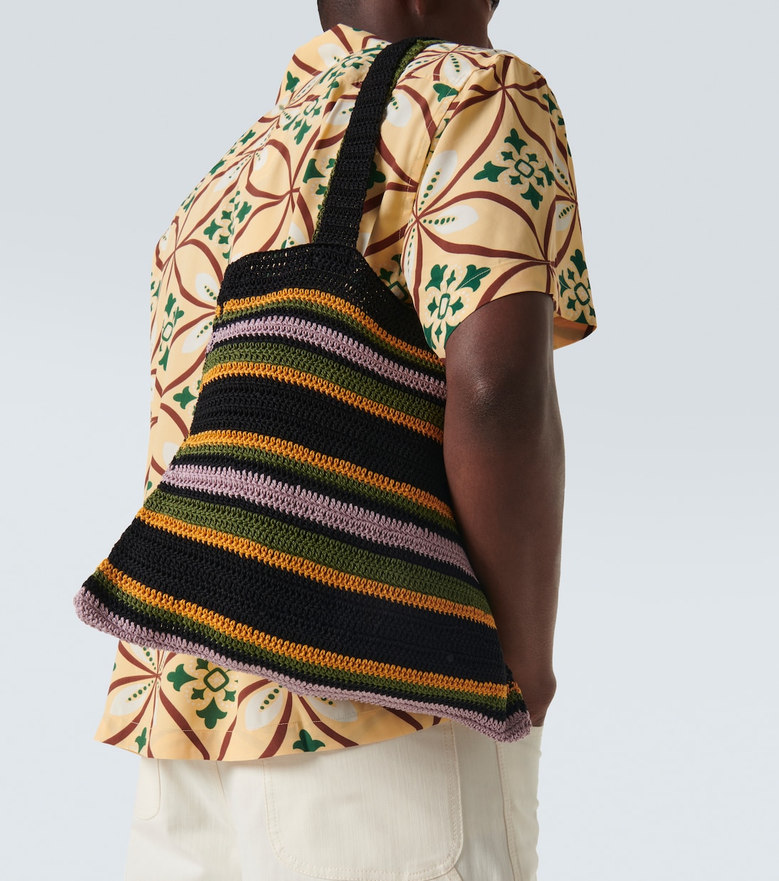 Borsa Harbor Stripe in crochet di cotone  | Bode