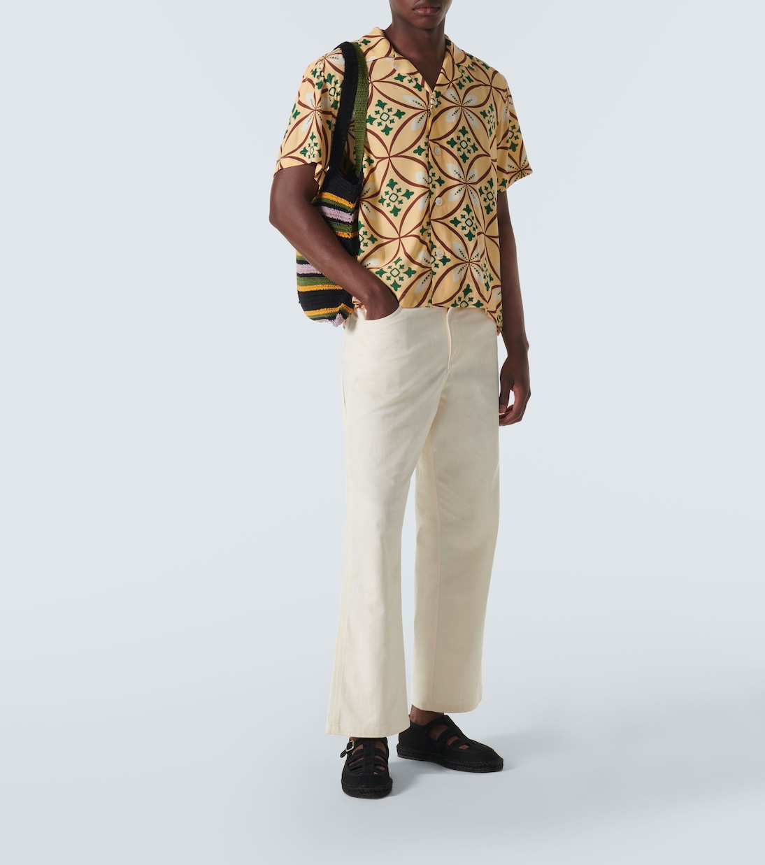 Borsa Harbor Stripe in crochet di cotone  | Bode