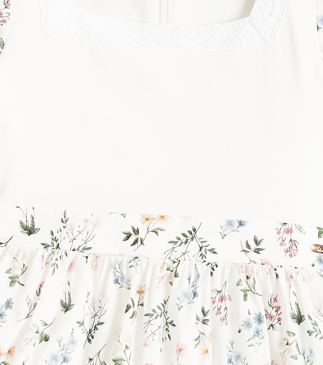 Floral lace-trimmed cotton-blend dress | Patachou