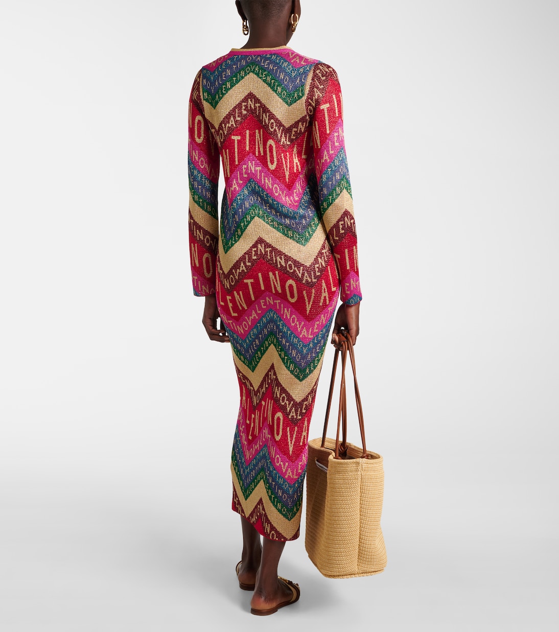 Vestido corto de jacquard con logo | Valentino