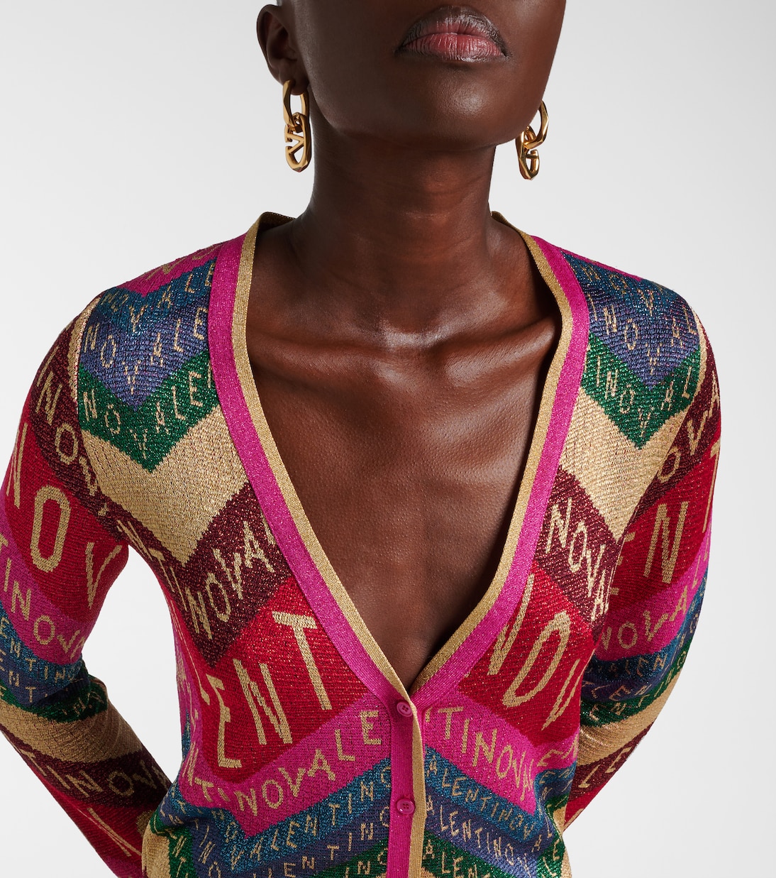 Vestido corto de jacquard con logo | Valentino